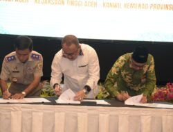 Kejati Aceh Lakukan MoU Dengan BPN dan Kemenag Aceh