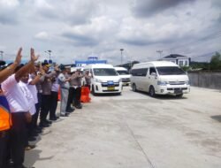 Kasatlantas Polres Aceh Utara Lepas 13 Kendaraan Balik Mudik Gratis