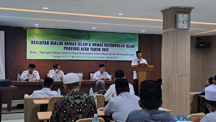 Dialog Ormas Islam dan Ormas Kepemudaan Islam Provinsi Aceh Tahun 2023, di Hotel Grand Arabia, mulai 15 s.d 17 Mei 2023.