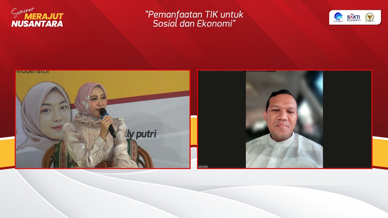 Moderator Reni Risty bersama Anggota Komisi I DPR-RI, Fadhullah [Foto: Tangkapan Layar]
