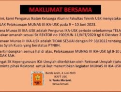 Ada Maklumat Penolakan Munas III IKA USK, Ada Apa?