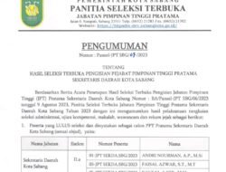 Tiga Pejabat Lolos Seleksi akhir calon Sekda Kota Sabang