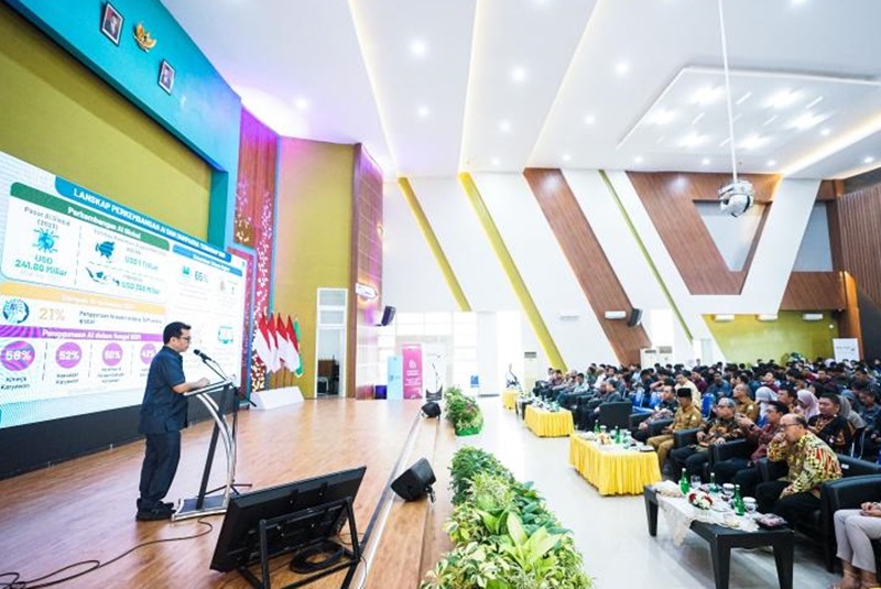 Wamenkominfo Nezar Patria dalam Kuliah Umum: Membentuk Karier Masa Depan di Era Berbasis AI di Universitas Syiah Kuala Banda Aceh, Aceh (Humas Kominfo)