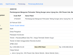 Proyek Perkuatan Tebing Sungai Jamur Ujung Bener Meriah Rampung, Kualitas Pekerjaan Disorot