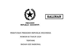 Inilah Perpres 83 Tahun 2024 tentang Badan Gizi Nasional