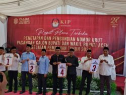 Ini Nomor Urut Paslon Bupati-Wakil Bupati Aceh Selatan
