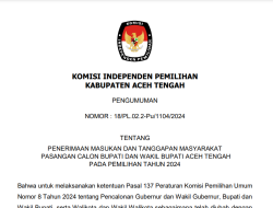 Beri Tanggapan Anda Terhadap Calon Bupati dan Wakil Bupati Aceh Tengah 2024