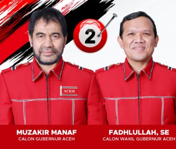 Pasangan calon gubernur dan wakil gubernur Aceh, Muzakir Manaf alias Mualem dan Fadhlullah (Dek Fad)