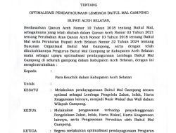 Bupati Aceh Selatan Terbitkan Instruksi Optimalisasi Baitul Mal Gampong
