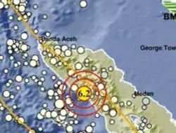 Gempa Magnitudo 6,2 Guncang Aceh Barat Daya