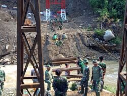 TNI Percepat Pembangunan Jembatan Gantung Burni Bius di Aceh Tengah