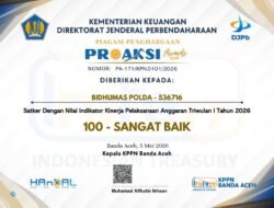 Bidhumas Polda Aceh Raih Penghargaan sebagai Satker dengan Capaian IKPA Sangat Baik