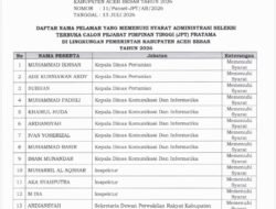Pemkab Aceh Besar Umumkan Hasil Seleksi Administrasi JPT Pratama 2026