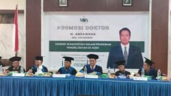Wakil Dekan Fakultas Ushuluddin dan Filsafat Islam UIN Ar-Raniry Banda Aceh, Dr. Mawardi, S.Th.I., M.A., menjadi penguji eksternal dalam sidang terbuka promosi doktor M. Anzaikhan, mahasiswa Program Doktor Universitas Islam Negeri Sumatera Utara (UINSU) yang juga merupakan dosen IAIN Langsa. Sidang berlangsung di Ruang Sidang Lantai II FUSI UINSU, Rabu (12/8/2026) pagi.