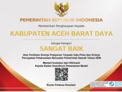 Abdya Raih Predikat Sangat Baik Nasional untuk Kinerja PTSP 2026